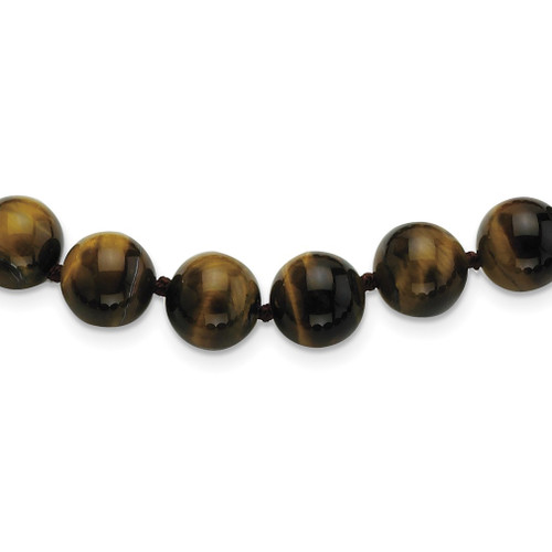 Lex & Lu 10-10.5mm Smooth Beaded Tiger Eye Necklace 18'' - Lex & Lu