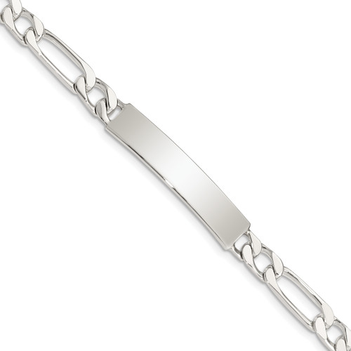 Lex & Lu Sterling Silver Polished Engravable Figaro Link ID Bracelet LAL123885 - Lex & Lu