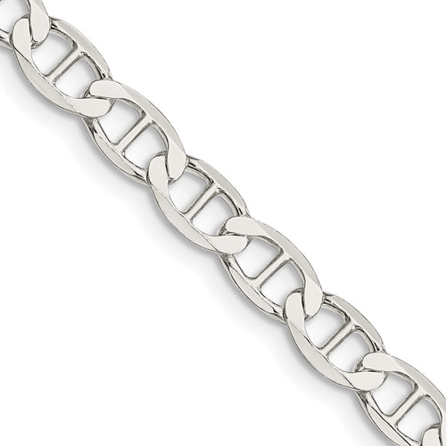 Lex & Lu Sterling Silver 5.7mm Polished Flat Anchor Chain Bracelet or Necklace - Lex & Lu