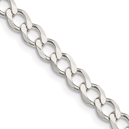 Lex & Lu Sterling Silver 5.3mm Polished Flat Curb Chain Bracelet or Necklace - Lex & Lu