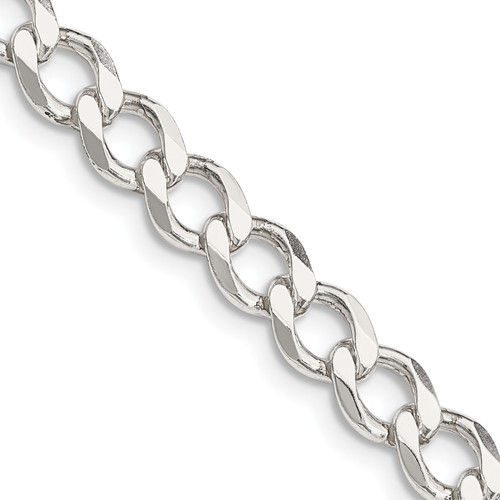 Lex & Lu Sterling Silver 6.4mm Polished Flat Curb Chain Bracelet or Necklace - Lex & Lu