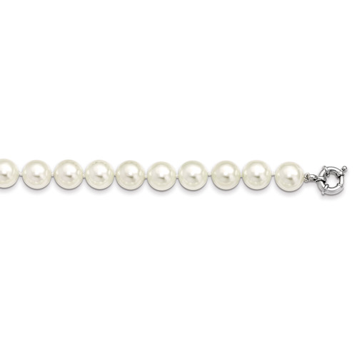 Lex & Lu Sterling Silver Majestik 12-13mm White Shell Bead Necklace - Lex & Lu