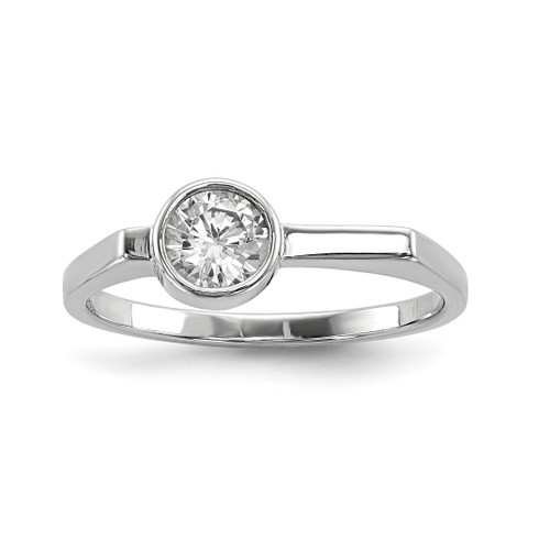 Lex & Lu Sterling Silver w/Rhodium Round CZ Ring - Lex & Lu