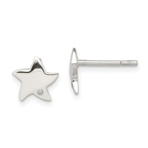 Lex & Lu Sterling Silver Diamond Star Post Earrings - Lex & Lu