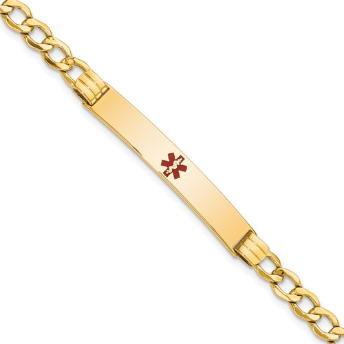 Lex & Lu 14k Yellow Gold Medical ID w/Semi-Solid Cuban Bracelet LAL125740 - Lex & Lu