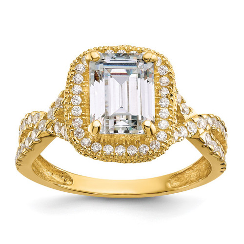 Lex & Lu 10k Yellow Gold Tiara Collection Polished CZ Ring Size 7 LAL125912 - Lex & Lu