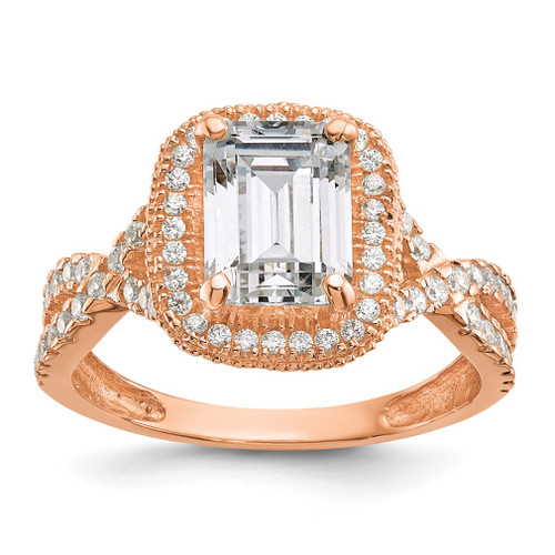 Lex & Lu 10K Tiara Collection Rose Gold Polished CZ Ring Size 7 LAL125913 - Lex & Lu