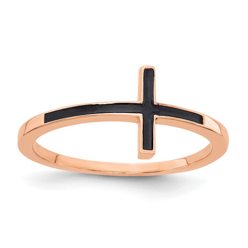 Lex & Lu 14k Rose Gold Antiqued Sideways Cross Ring Size 6 - Lex & Lu