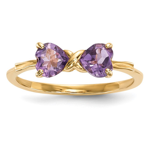 Lex & Lu 14k Gold Polished Amethyst Bow Ring Size 7 - Lex & Lu