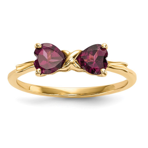 Lex & Lu 14k Gold Polished Rhodolite Bow Ring Size 7 - Lex & Lu