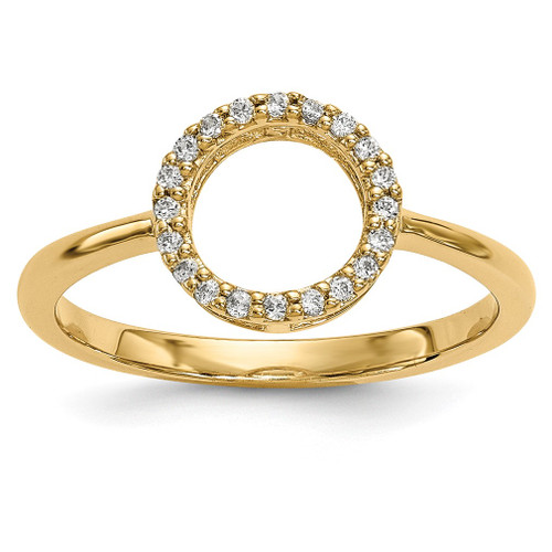 Lex & Lu 14k Yellow Gold Diamond Open Circle Ring - Lex & Lu