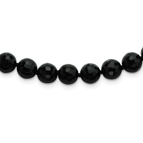 Lex & Lu 8-8.5mm Faceted Black Agate Necklace 18'' - Lex & Lu