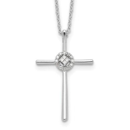 Lex & Lu Sterling Silver Diamond Eternal Life Cross Necklace 16'' - Lex & Lu