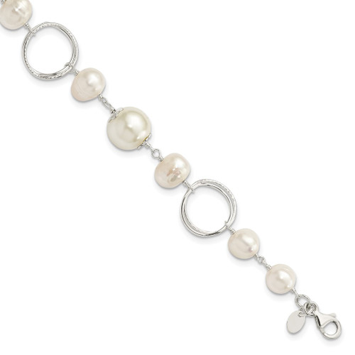 Lex & Lu Sterling Silver Freshwater Cultured Pearl Bracelet 8.5'' - Lex & Lu