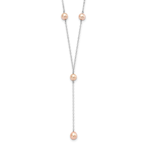 Lex & Lu Sterling Silver Pink Freshwater Cultured Pearl Necklace 16'' - Lex & Lu