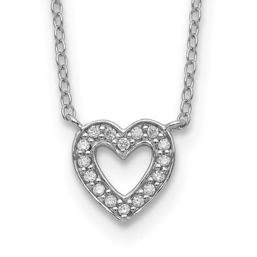 Lex & Lu Sterling Silver CZ Heart Necklace 18'' LAL14259 - Lex & Lu