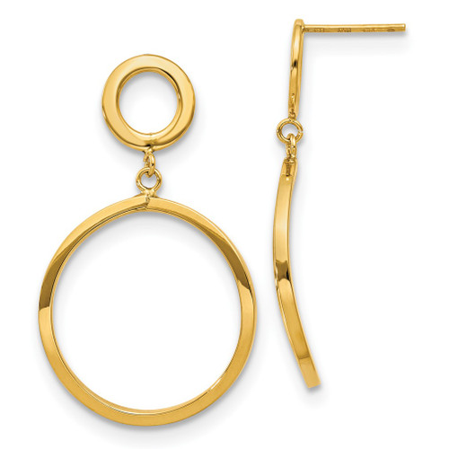 Lex & Lu 10k Yellow Gold Polished Round Dangle Post Earrings - Lex & Lu