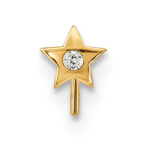 Lex & Lu 14k Yellow Gold 22 Gauge CZ Star Nose Stud BD104 - Lex & Lu