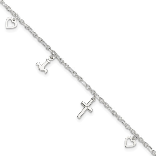 Lex & Lu Sterling Silver Anklet 10'' LAL14890 - Lex & Lu