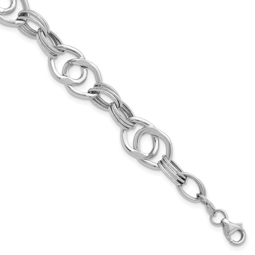 Lex & Lu 14k White Gold Polished Fancy Link Bracelet LAL149072 - Lex & Lu