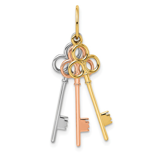 Lex & Lu 14k Tri-Color Gold Polished Keys Pendant - Lex & Lu