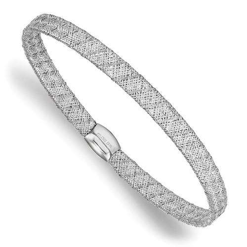 Lex & Lu 14k White Gold Fancy Stretch Bangle Bracelet - Lex & Lu