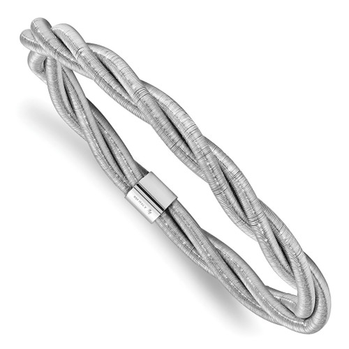 Lex & Lu Sterling Silver w/Rhodium Textured Twisted Slip-on Bangle - Lex & Lu