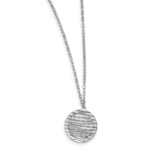 Lex & Lu Sterling Silver Polished D/C Open Center Necklace - Lex & Lu