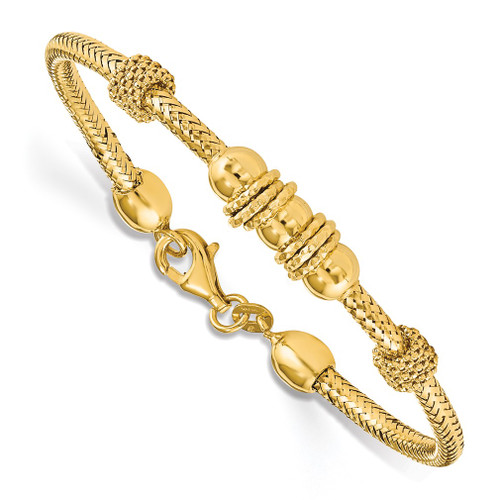 Lex & Lu 14k Yellow Gold Polished & Textured Bracelet - Lex & Lu