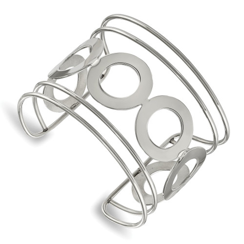 Lex & Lu Chisel Stainless Steel Circle Design 50.00mm Cuff Bangle Bracelet - Lex & Lu