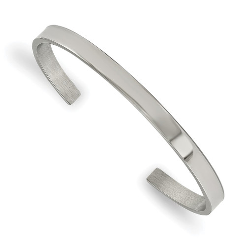 Lex & Lu Chisel Stainless Steel Polished 5mm Cuff Bangle Bracelet - Lex & Lu