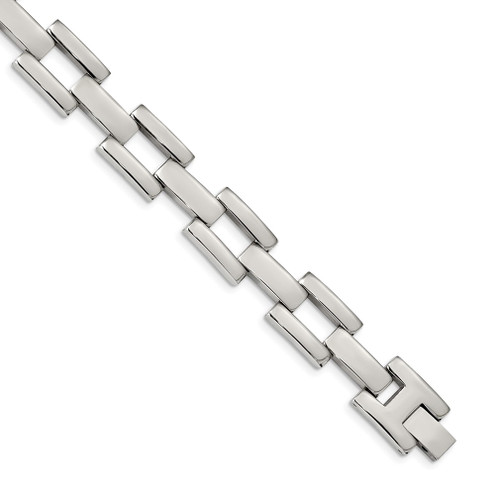 Lex & Lu Chisel Stainless Steel Polished Open Link 8.5'' Bracelet - Lex & Lu