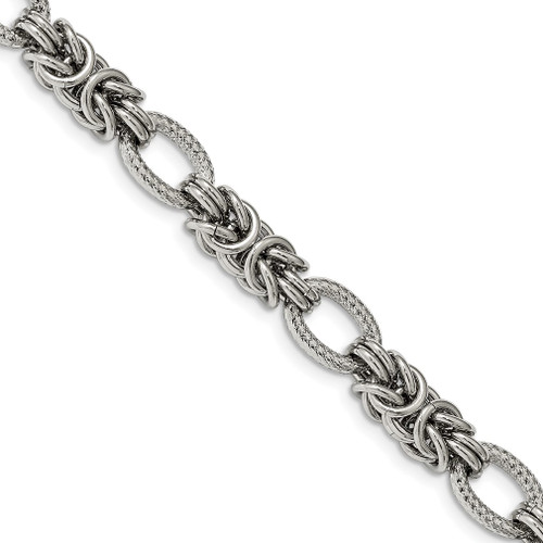 Lex & Lu Chisel Stainless Steel Polished 8'' Bracelet - Lex & Lu