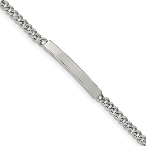 Lex & Lu Chisel Stainless Steel Polished Flat Curb Chain 8.5'' ID Bracelet - Lex & Lu