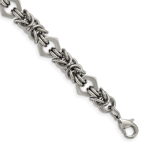 Lex & Lu Chisel Stainless Steel Brushed and Polished 8.25'' Bracelet - Lex & Lu