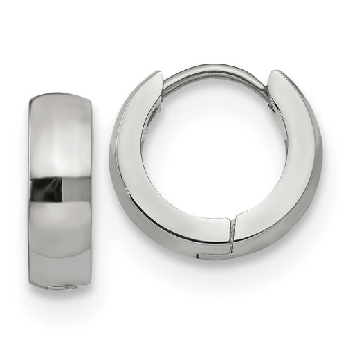 Lex & Lu Chisel Stainless Steel Polished 4.0mm Hinged Hoop Earrings - Lex & Lu