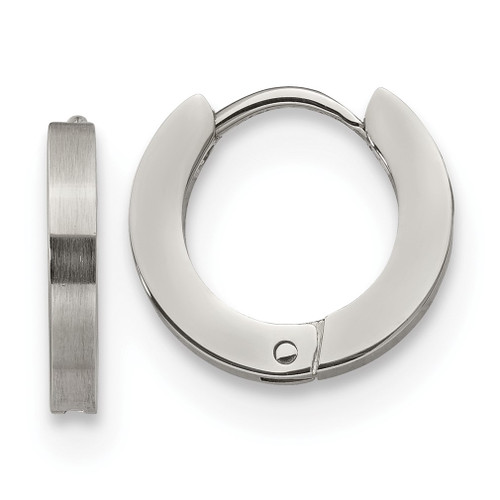 Lex & Lu Chisel Stainless Steel Brushed and Polished 2.0mm Hinged Hoop Earrings - Lex & Lu