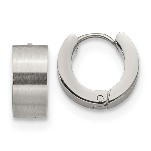 Lex & Lu Chisel Stainless Steel Brushed and Polished 6.0mm Hinged Hoop Earrings - Lex & Lu