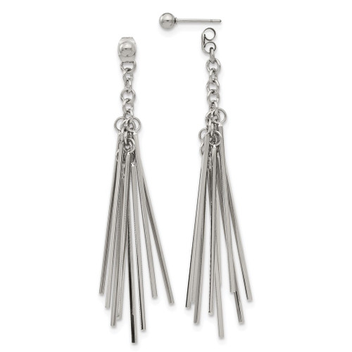 Lex & Lu Chisel Stainless Steel Multi Bar Front & Back Post Dangle Earrings - Lex & Lu