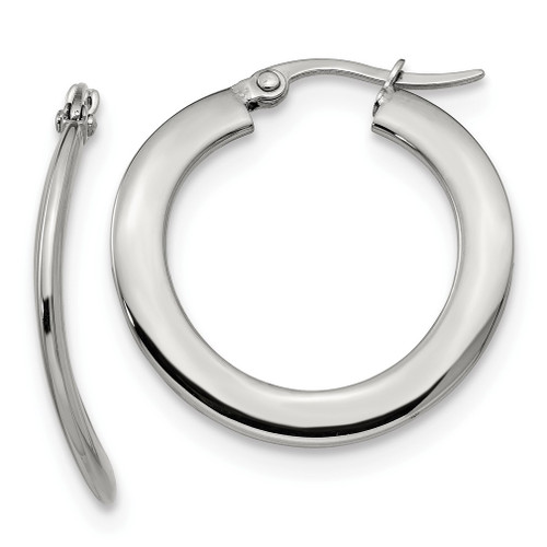 Lex & Lu Chisel Stainless Steel Polished Hoop Earrings LAL151365 - Lex & Lu