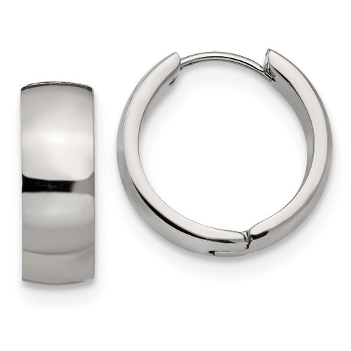 Lex & Lu Chisel Stainless Steel Hinged Hoop Earrings LAL151395 - Lex & Lu