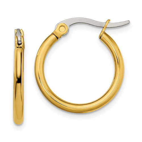 Lex & Lu Chisel Stainless Steel Gold IP plated 19mm Hoop Earrings - Lex & Lu