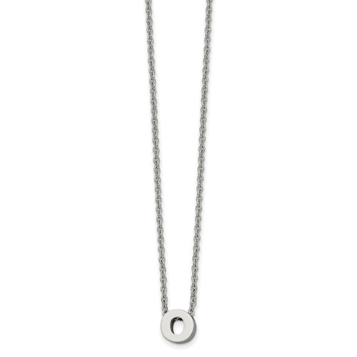 Lex & Lu Chisel Stainless Steel Polished letter O 18'' Necklace - Lex & Lu