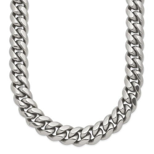 Lex & Lu Chisel Stainless Steel Polished 24'' Curb Chain Necklace LAL151647 - Lex & Lu