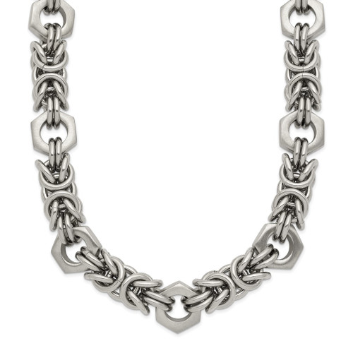 Lex & Lu Chisel Stainless Steel Brushed and Polished 24'' Necklace - Lex & Lu