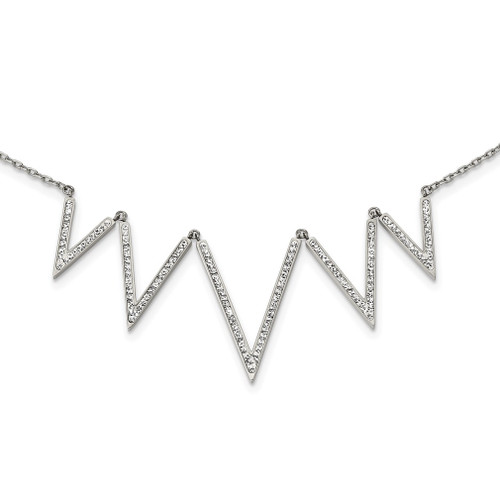 Lex & Lu Chisel Stainless Steel Polished Necklace 16.5'' LALSRN2556-16.5 - Lex & Lu