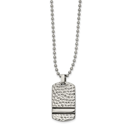 Lex & Lu Chisel Stainless Steel Antiqued & Hammered Reversible DogTag Necklace - Lex & Lu