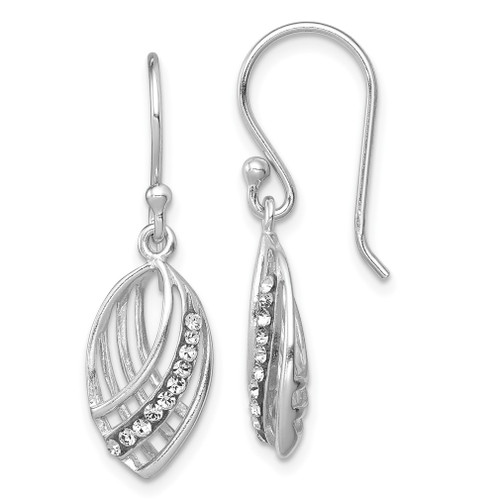 Lex & Lu Sterling Silver w/Rhodium Crystal Shepherd Hook Earrings - Lex & Lu