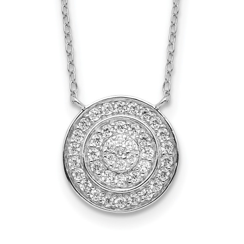 Lex & Lu Sterling Silver Fancy CZ Circle Necklace 16'' - Lex & Lu