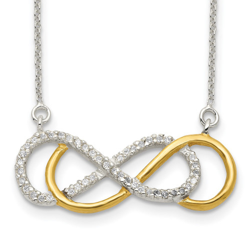 Lex & Lu Sterling Silver Flash Gold-plated CZ Infinity Necklace 17.5'' - Lex & Lu